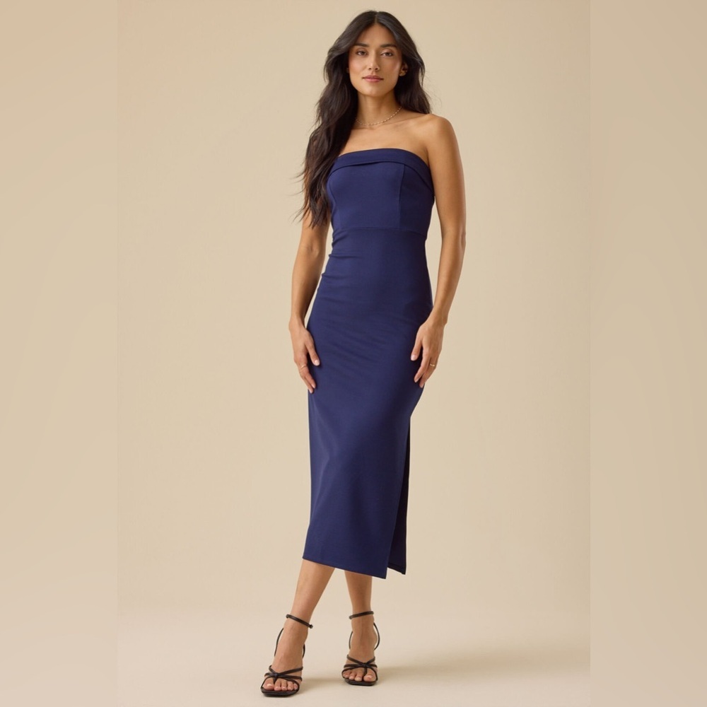 NWT ALTAR’D STATE - Rue Midi Dress in navy Navy Blue - Strapless